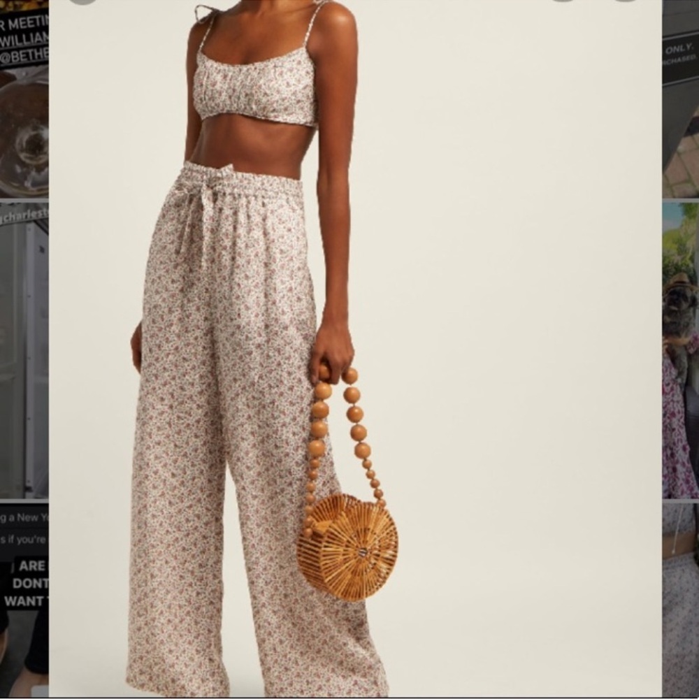 Zimmermann Cream Wide Leg Jumpsuit with Belted Waist